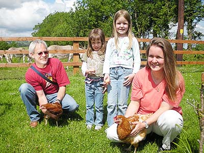 Family with hens